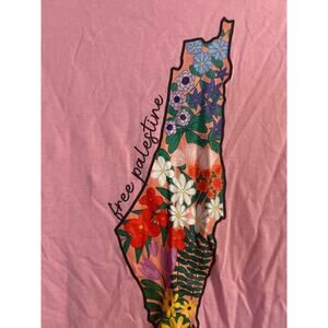NWT Port & Company Men's Cut Free Palestine Pink Short Sleeve T Shirt Size Small